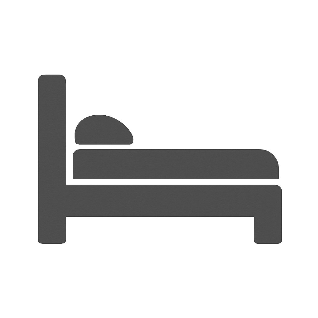 Icon of a bed with a pillow, representing a bed or sleeping area.
